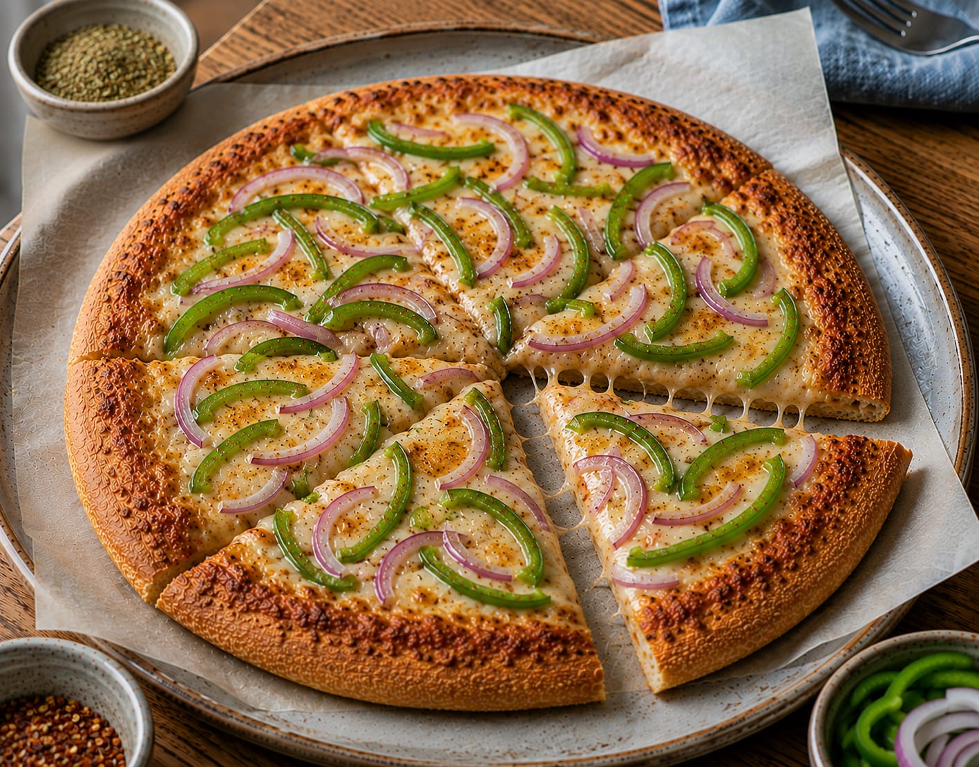 Onions capcicum pizza