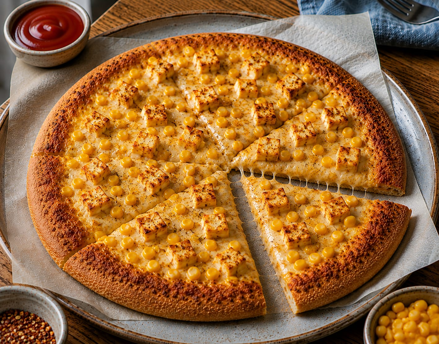 Paneer corn pizza
